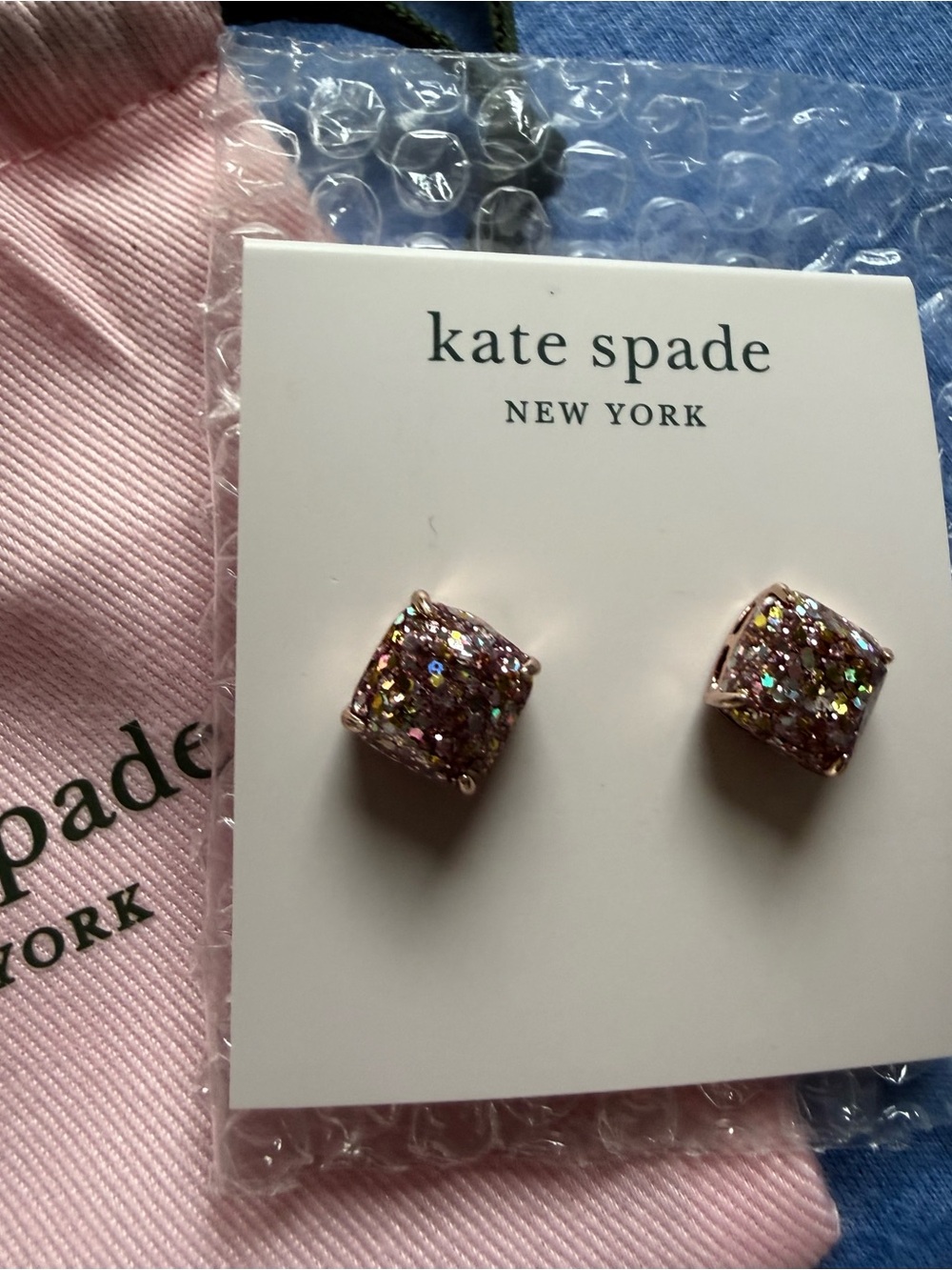 kate spade Pink Multi Glitter Cube Stud Earrings - Picture 2 of 4